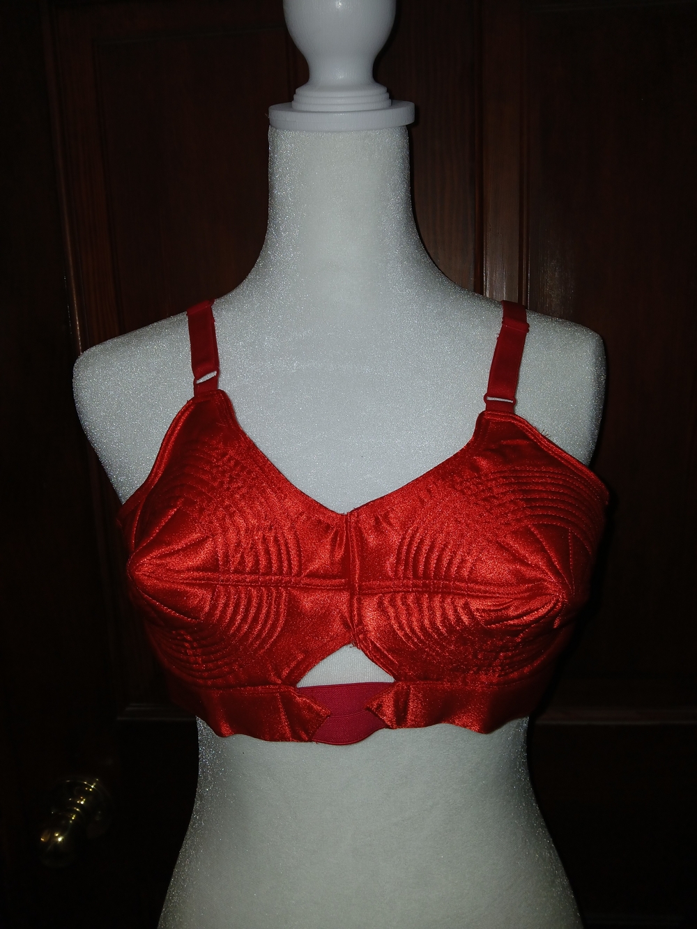 Vintage Repro Bullst Bra Red Satin Support Bra - Women Intimates
